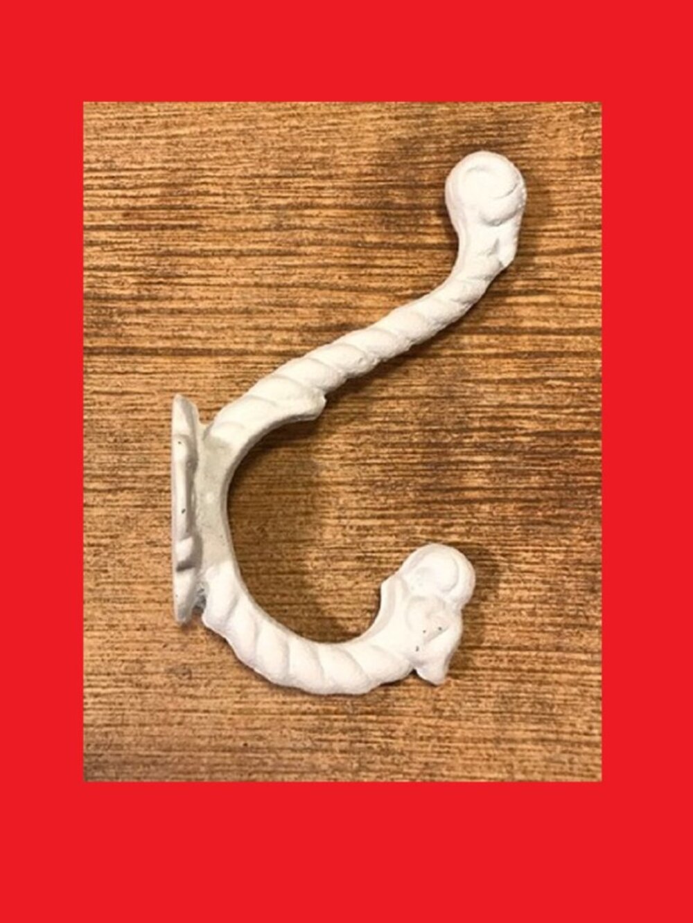 ONE White Cast Iron Rope Wall Hook 7" long Protrudes 4 3/4" & 3 1/2" 01209